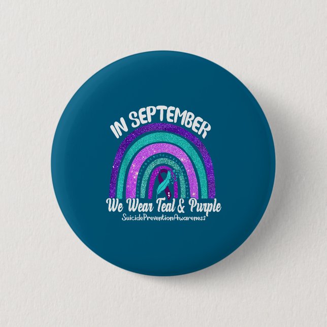 In September We Wear Teal &amp; Purple Rainbow Sui Knapp (Framsida)