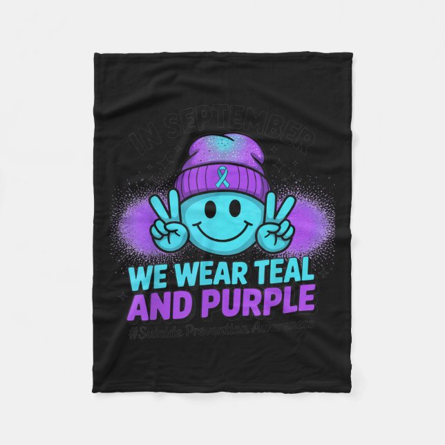 In September We Wear Teal And Purple Suicide Preve Fleecefilt (Framsidan)