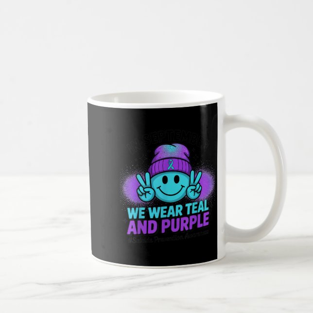 In September We Wear Teal And Purple Suicide Preve Kaffemugg (Höger)