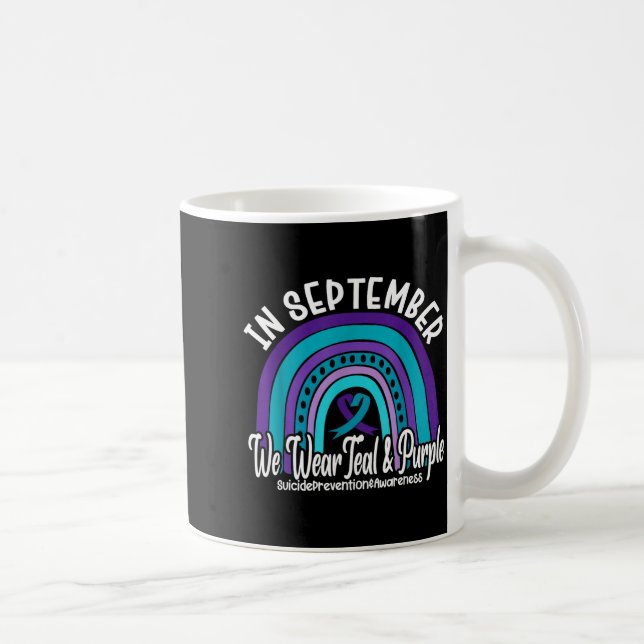 In September We Wear Teal And Purple Suicide Preve Kaffemugg (Höger)