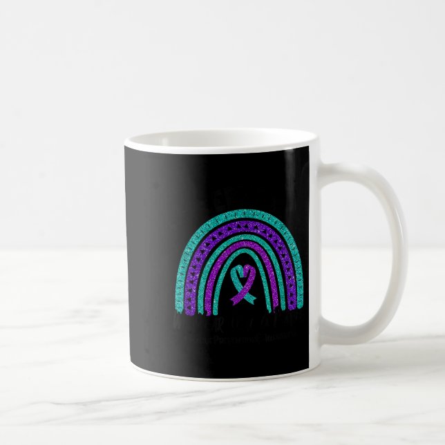 In September We Wear Teal Purple Ribbon Suicide Pr Kaffemugg (Höger)