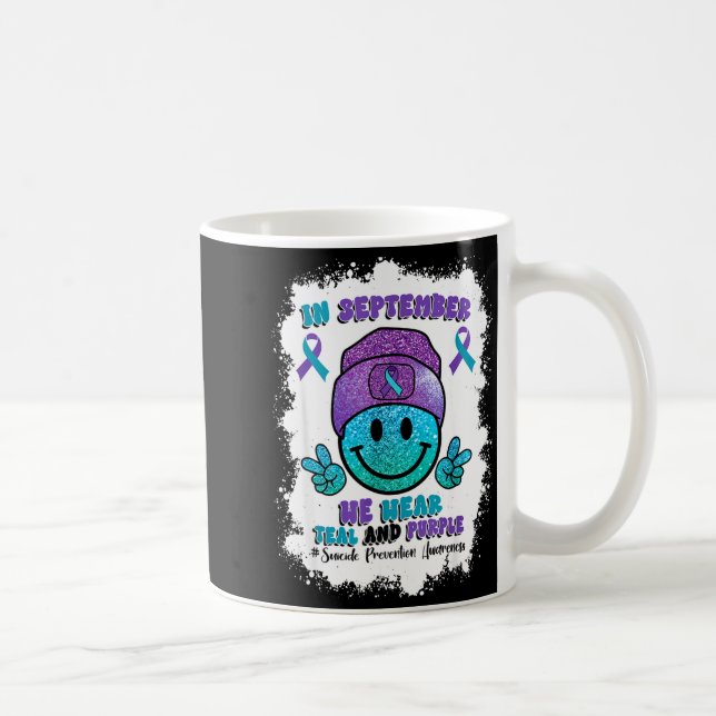 In September We Wear Teal Purple Ribbon Suicide Pr Kaffemugg (Höger)