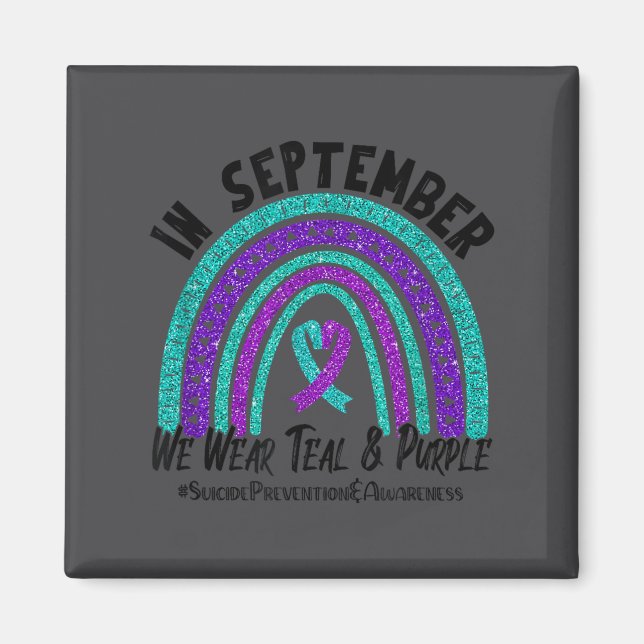 In September We Wear Teal Purple Ribbon Suicide Pr Magnet (Framsidan)