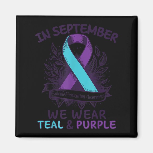 In September We Wear Teal Purple Ribbon Suicide Pr Magnet (Framsidan)