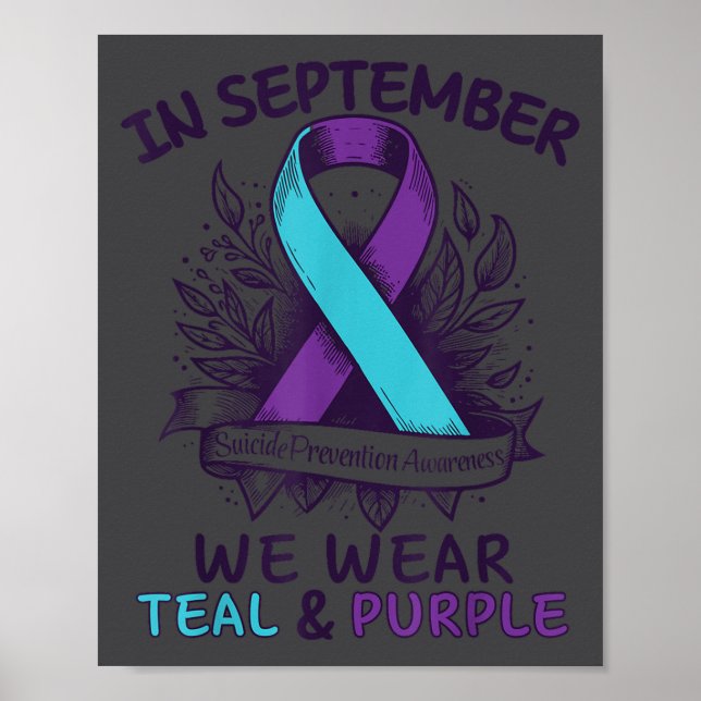 In September We Wear Teal Purple Ribbon Suicide Pr Poster (Framsidan)