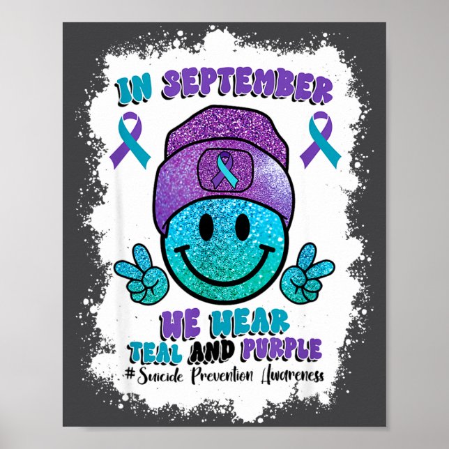 In September We Wear Teal Purple Ribbon Suicide Pr Poster (Framsidan)