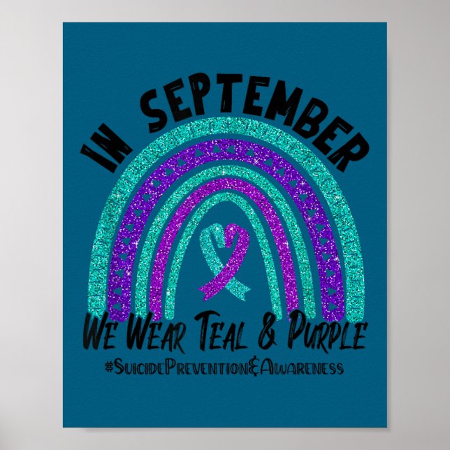 In September We Wear Teal Purple Ribbon Suicide Pr Poster (Framsidan)