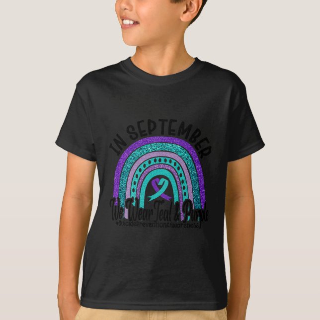 In September Wear Teal And Purple Rainbow Suicide  T Shirt (Framsida)