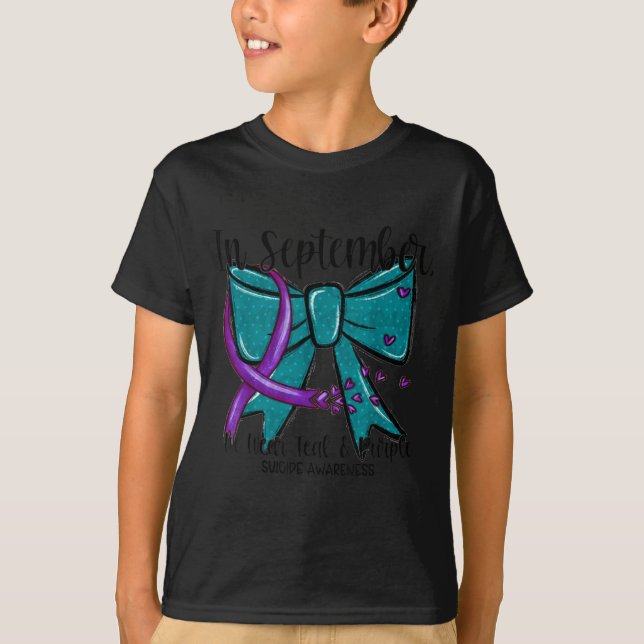 In September Wear Teal Purple Suicide Prevention B T Shirt (Framsida)