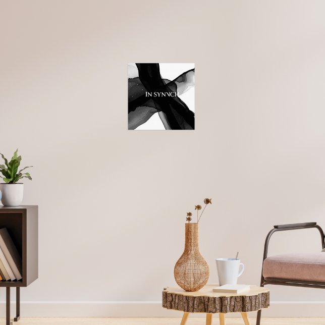 "In Synch", svart och vit Abstrakt, ramkonst Poster (Vardagsrum 3)