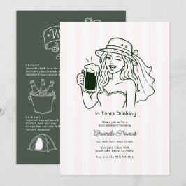 In Tents Drinking Doodle Camping Bachelorette Inbjudningar