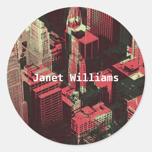 In the city runt klistermärke (Framsida)