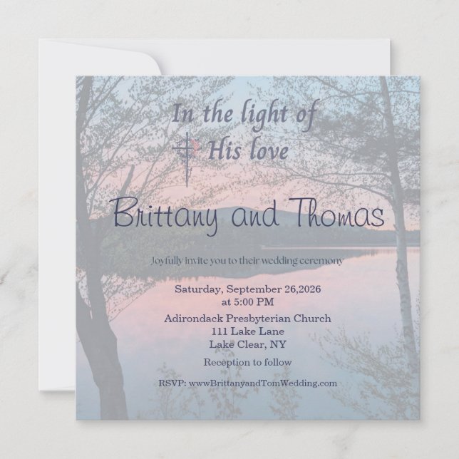 In the Light of His Love Photo Wedding Invitation Inbjudningar (Framsida)