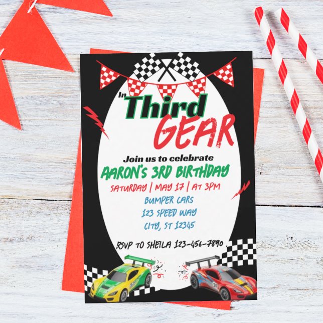 In Third Gear, Racing 3rd Birthday Inbjudningar (Skapare uppladdad)