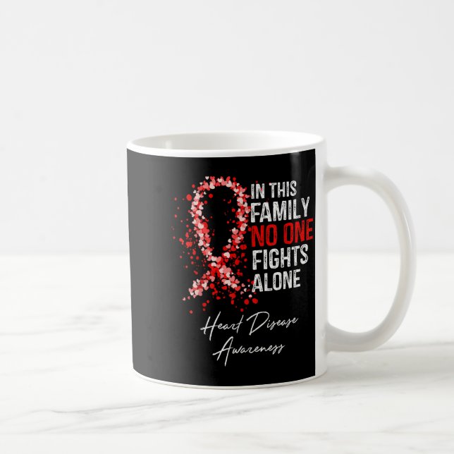 In This Family Fights Alone Heart Disease Awarenes Kaffemugg (Höger)