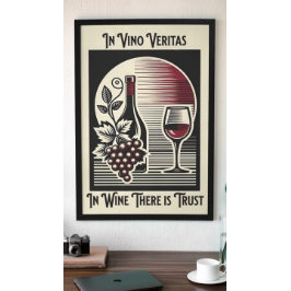In Vino Veritas Art Deco Red and Black Vin som säg Poster