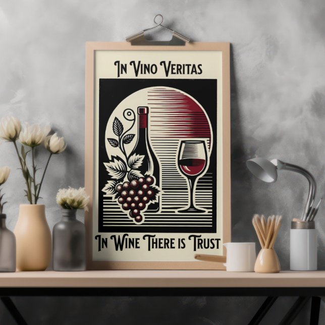 In Vino Veritas Art Deco Red and Black Vin som säg Poster (Skapare uppladdad)