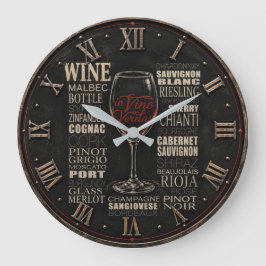 In Vino Veritas Wine Variety Typography Stor Klocka