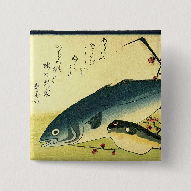 Inada & Fugu - Hiroshiges japanska fiskutskrift me Knapp (Framsida)