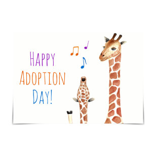 Inadoptionsdagskort för Baby Giraffe Lycklig Kort