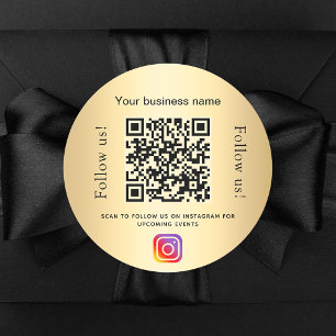 Inagram för guld glamous business qr code runt klistermärke