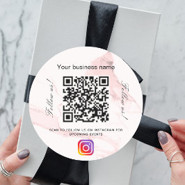 Inagram för  rosa marble business qr-kod runt klistermärke