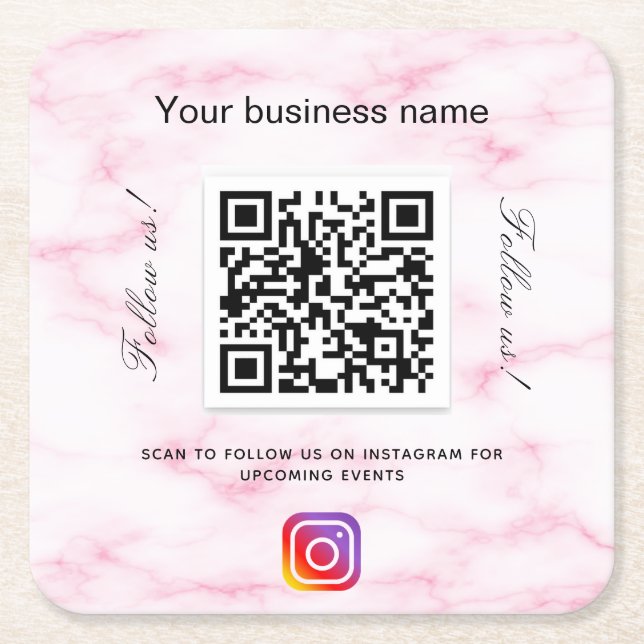 Inagram för  rosa marble business qr-kod underlägg papper kvadrat (Framsidan)