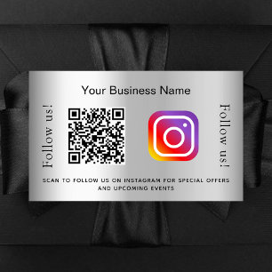 Inagram för silver glamous business qr code rektangulärt klistermärke