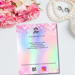Inagram-text för holografisk qr-logotyp i företags flygblad<br><div class="desc">Anpassa och lägga till din logotyp,  namn,  adress,  din text,  din egen QR-kod till ditt instagram-konto.  rosa,  lila,  ro,  mynta grönt,  holografisk bakgrund dekorerad med faux sparkles.</div>