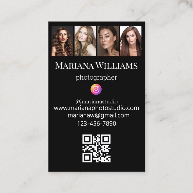 Inagramfotograf fotokollage qr-kod visitkort (Framsida)