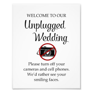 Inaktivera Telefoner Cameras Unplugged Bröllop Cer Fototryck
