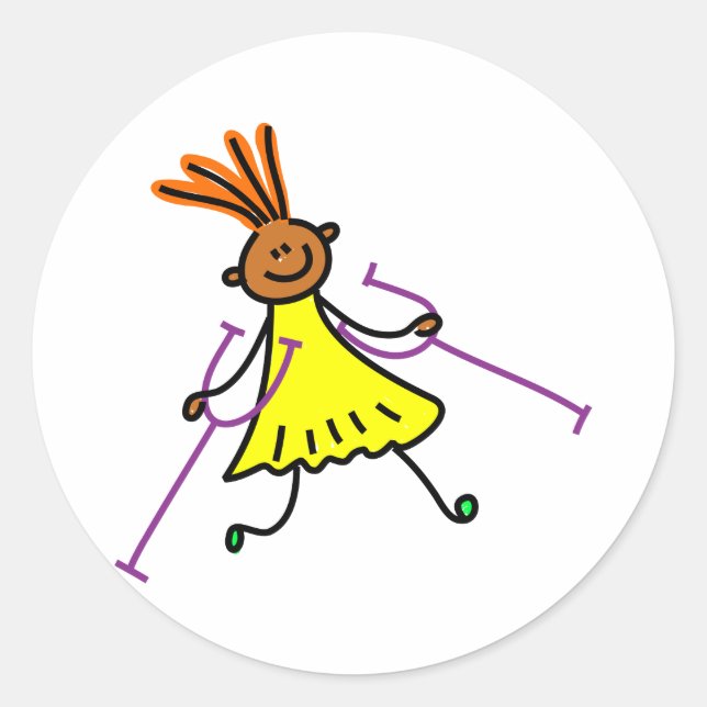 Inaktiverad flicka runt klistermärke (Framsida)