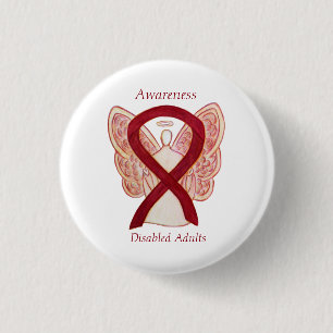 Inaktiverade Vuxnor Medvetenhet Angel Ribbon Art P Knapp