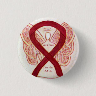 Inaktiverade Vuxnor Medvetenhet Angel Ribbon Art P Knapp
