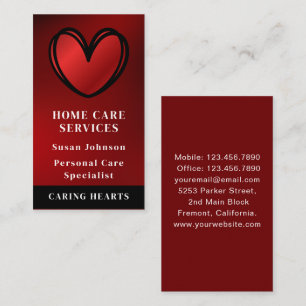 Inaktiverat Homecare Caregiver Nurse Red Heart Visitkort