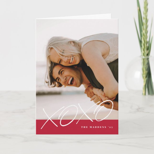 Inaktiverat XOXO Valentindagskort - rött Tack Kort (Framsida)