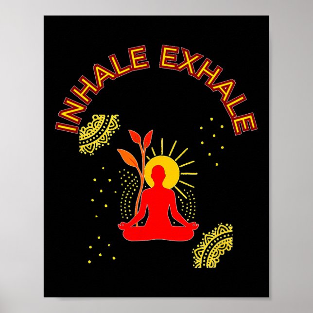 Inandning Utandning Meditation Energi Mandala Kons Poster (Framsidan)