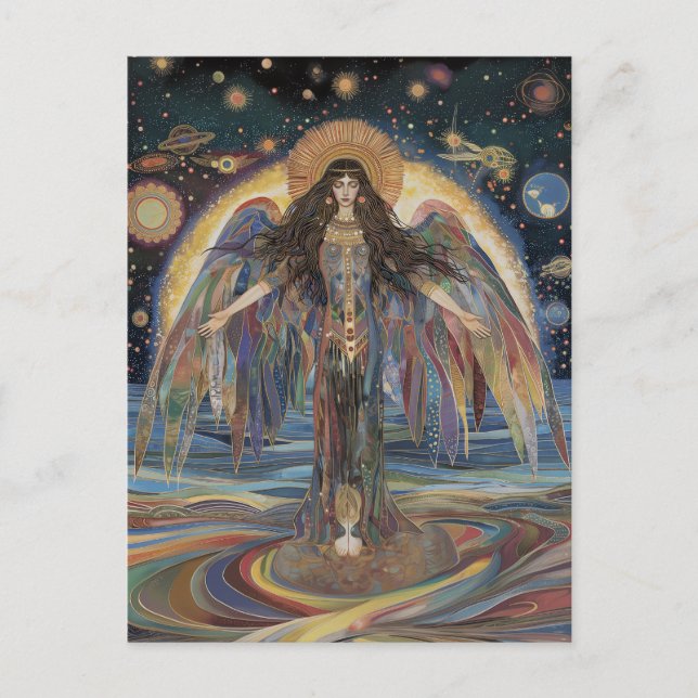 Inanna Anunnaki Gudinna Svart Regnbåge Surrealism Vykort (Framsida)