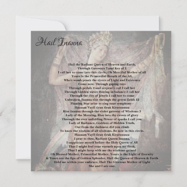 Inanna/Ishtar Invocation Pagan Wiccan Note Card Anteckningskort (Framsida)