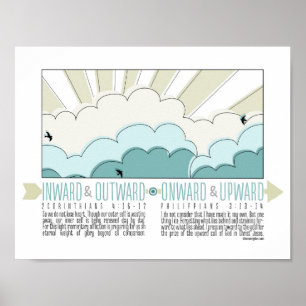 Inåt, utåt, framåt, uppåtriktad inspirationspost poster