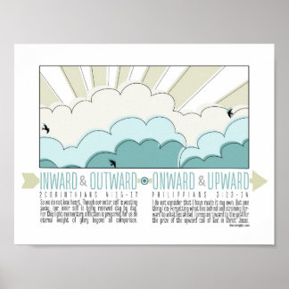 Inåt, utåt, framåt, uppåtriktad inspirationspost poster