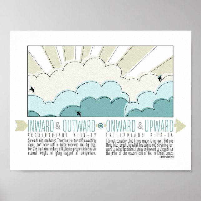 Inåt, utåt, framåt, uppåtriktad inspirationspost poster (Framsidan)