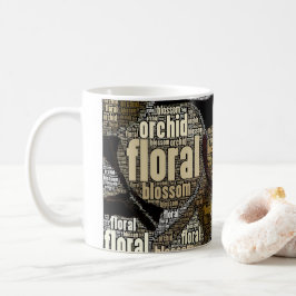 Inbäddad Orchid, Blommigt, Blommar, typografi Kaffemugg