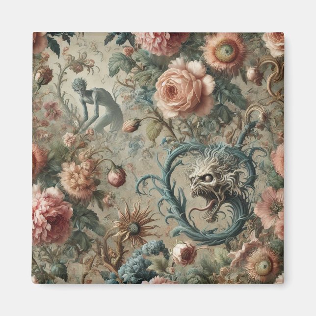 Inbeboelig doom - gotisk Victorian Blommigt Design Magnet (Framsidan)