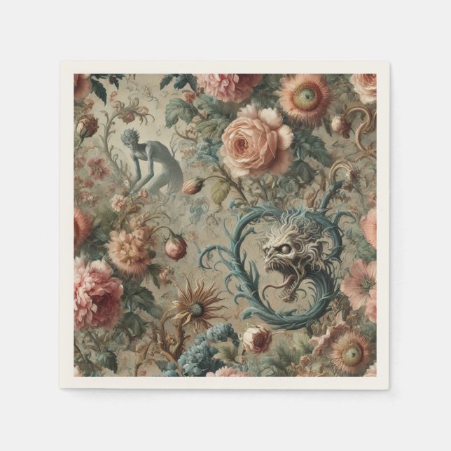 Inbeboelig doom - gotisk Victorian Blommigt Design Pappersservett (Framsidan)