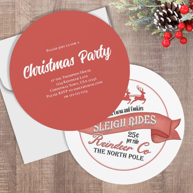 Inbjudan (Christmas holiday party circle invitations.)