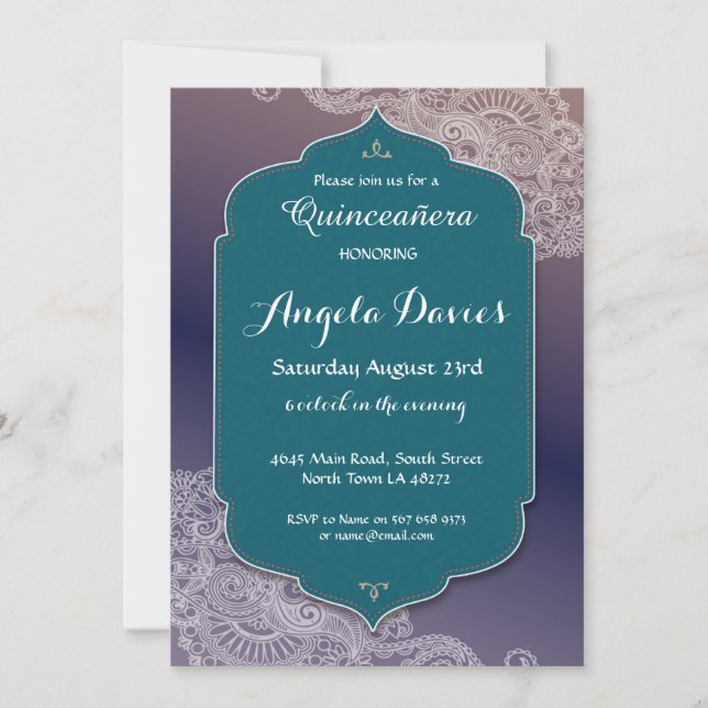 Inbjudan 15th för HennajuvelQuinceanera (Framsida)