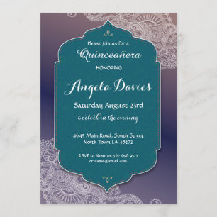 Inbjudan 15th för HennajuvelQuinceanera