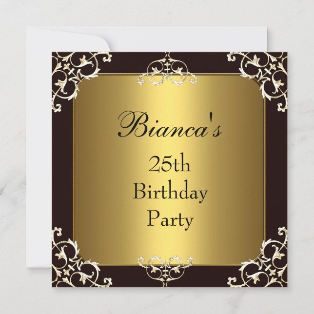 Inbjudan 25:e Födelsedagsfesten Black Guld Elite (Framsida)