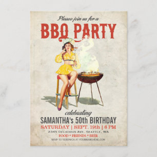 Inbjudan 2 för vintageBBQ-födelsedag